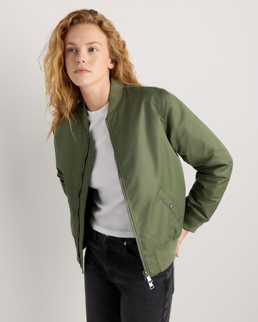 Quince Green Flight Nylon Bomber Jacket