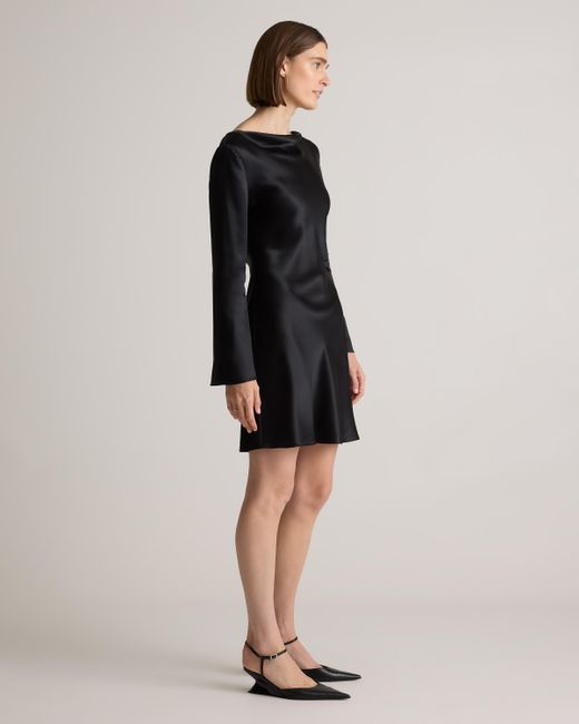 Quince Long Sleeve Mini Dress, Silk in Black | Lyst Quince Long Sleeve Mini Dress, Silk in Black | Lyst