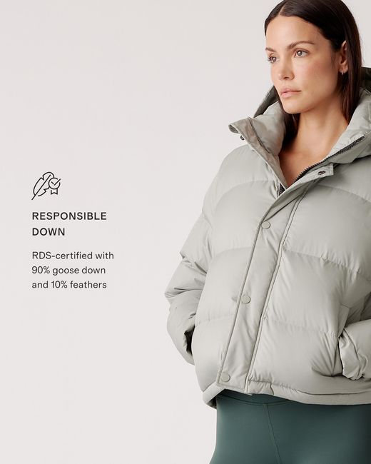 Quince Gray Responsible Down Cropped Puffer Jacket, Recycled Polyester