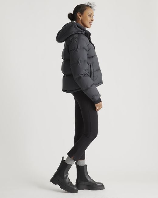 Quince Black Responsible Down Cropped Puffer Jacket, Recycled Polyester