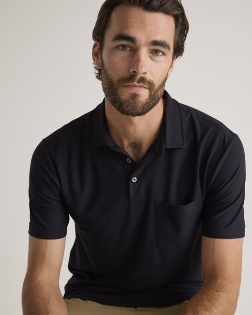 Quince Black Propique Performance Polo, Recycled Polyester for men