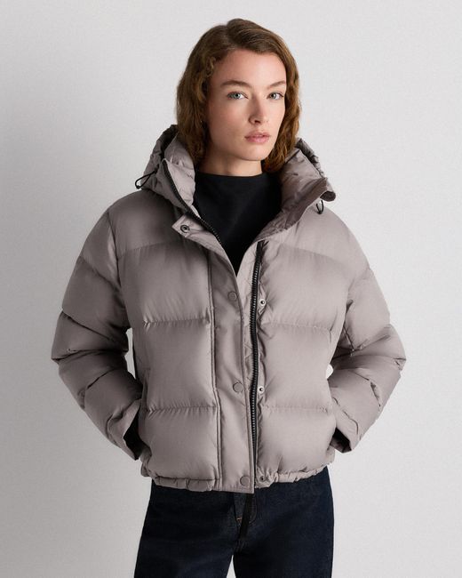 Quince Gray Responsible Down Cropped Puffer Jacket, Recycled Polyester