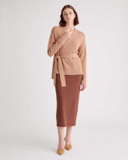 Quince Brown Mongolian Cashmere Wrap Sweater
