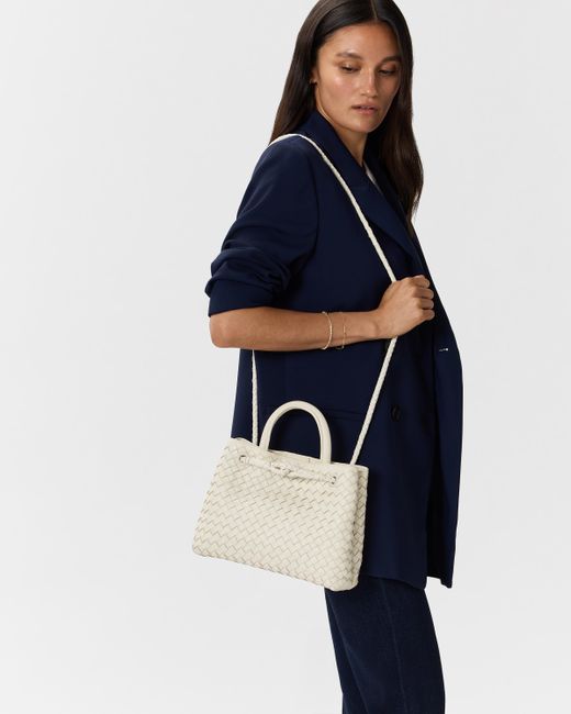 Quince Natural Italian Leather Handwoven Mini Satchel
