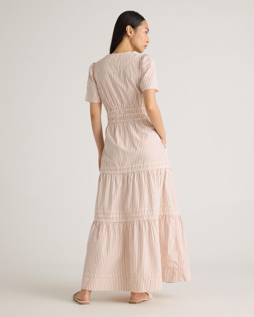 Quince Pink Tiered Maxi Dress, Cotton