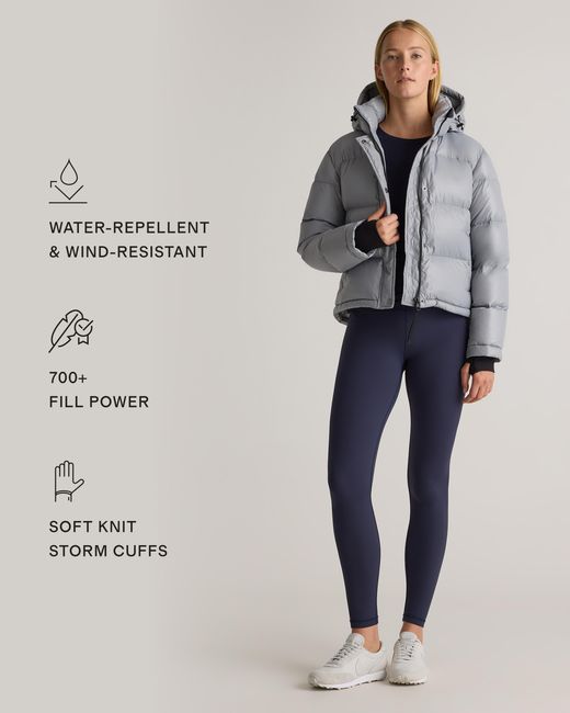 Quince Gray Responsible Down Cropped Puffer Jacket, Recycled Polyester