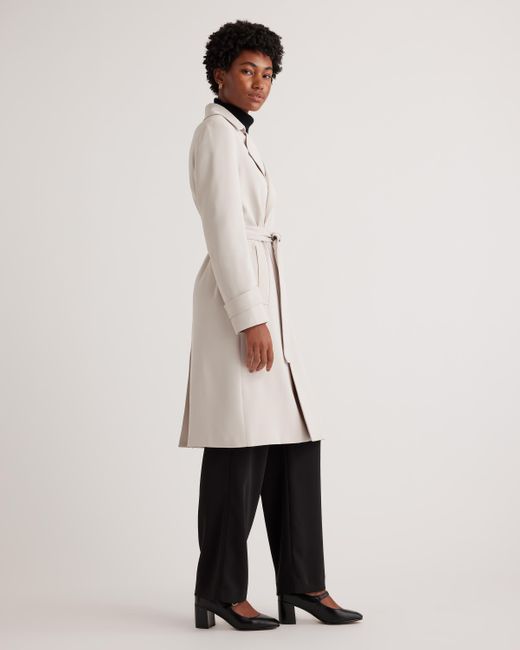 Quince Natural Stretch Crepe Trench Coat, Recycled Polyester