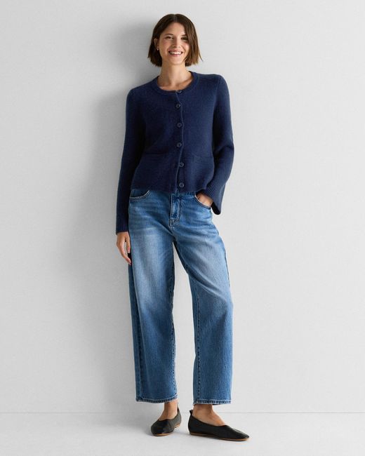 Quince Blue Mongolian Cashmere Structured Cardigan