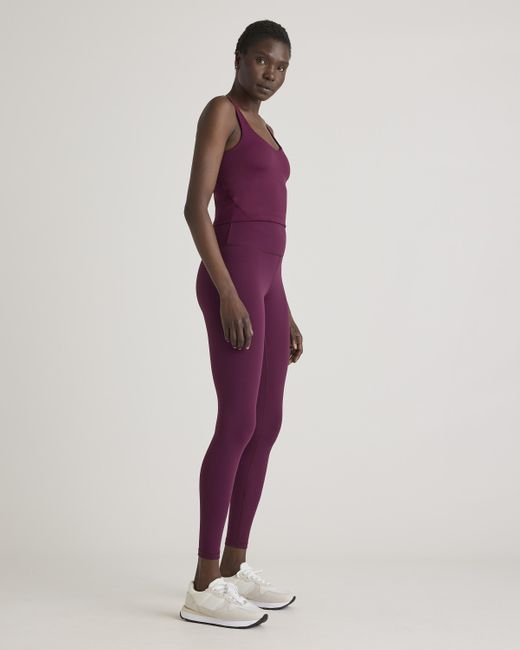 Quince Purple Ultra-Form V-Neck Cropped Tank Top, Nylon/Spandex