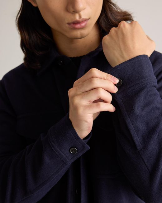 Quince Blue Italian Wool Overshirt, Wool/Nylon for men