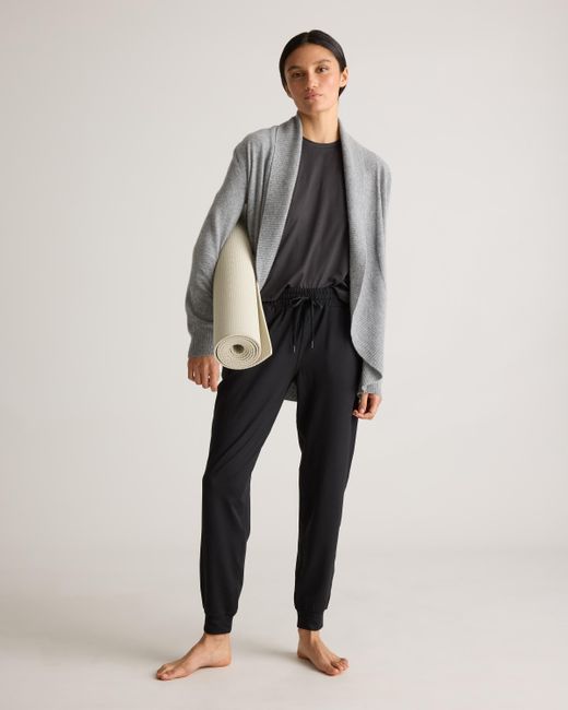 Quince Black Flowknit Mid-Rise Jogger, Recycled Polyester