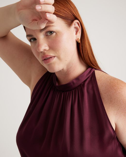 Quince Red Halter Top, Silk