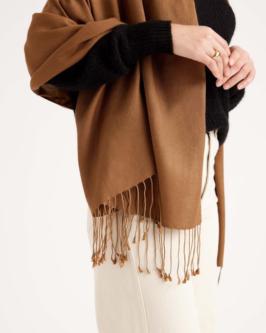 Quince Natural Featherweight Cashmere Silk Fringe Scarf