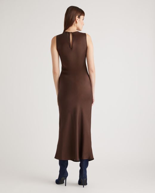 Quince Brown Washable Stretch Silk Tank Top Midi Dress