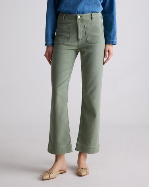 Quince Green French Terry Wide Leg Pants, Cotton