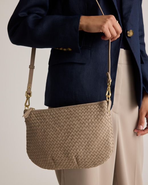 Quince Natural Italian Handwoven Leather Mini Shoulder Bag, Italian Leather