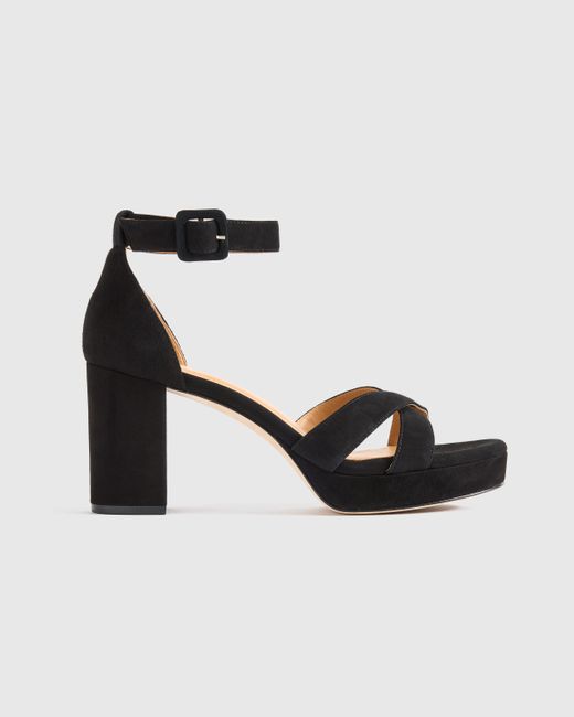 Quince Black Italian Leather Crisscross Platform Sandal