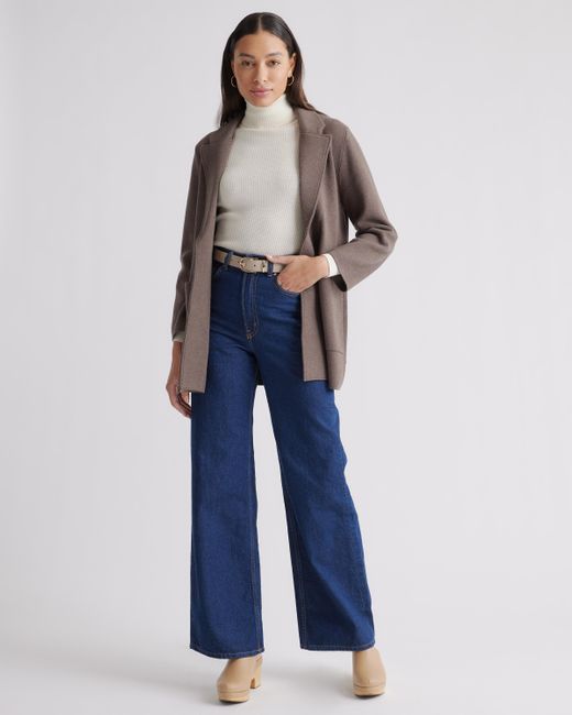 Quince Brown Knit Blazer, Organic Cotton