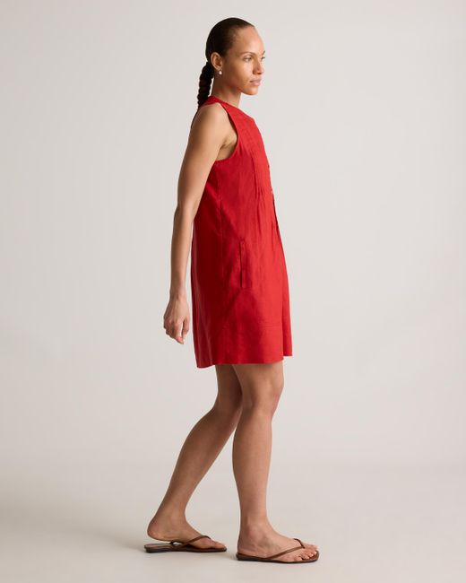 Quince 100% European Linen Sleeveless Swing Dress in Red | Lyst