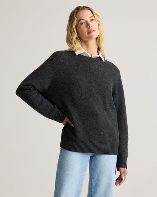 Quince Women's Gray Mongolian Cashmere Oversized Crewneck Sweater