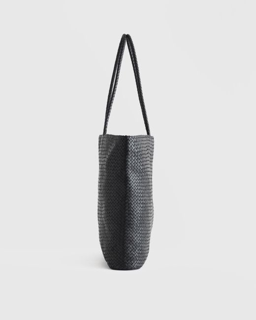 Quince Black Italian Leather Handwoven Tote