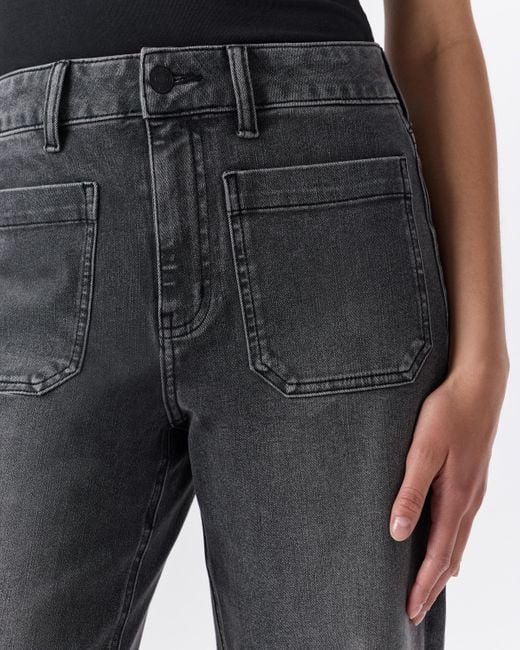 Quince Blue Bella Stretch Patch Pocket Wide Leg Jeans, Organic Cotton