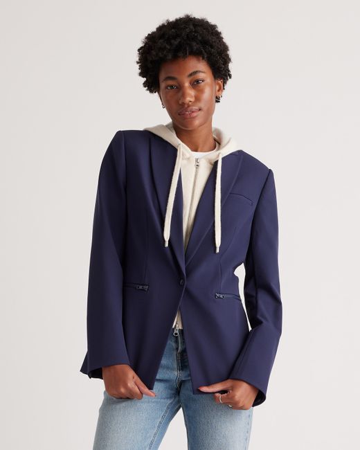 Quince Blue 100% Mongolian Cashmere Hoodie Blazer Insert