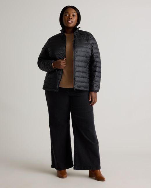 Quince Black Lightweight Down Packable Puffer Jacket, Recycled Polyester