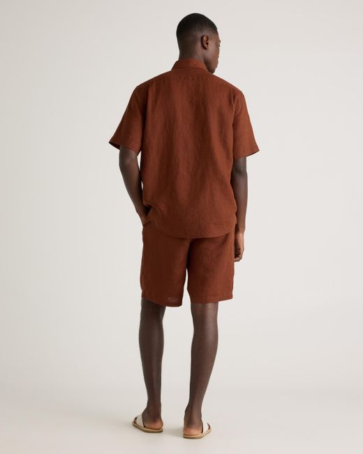 Quince Brown 100% European Linen Short Sleeve Shirt for men