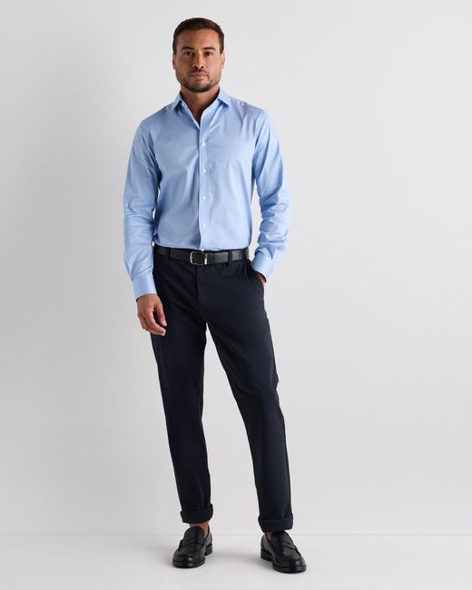 Quince Blue Stretch Twill Dress Shirt, Organic Cotton for men