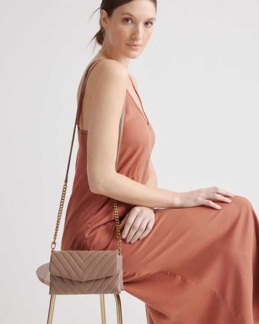 Quince Brown Italian Leather Quilted Wallet Crossbody