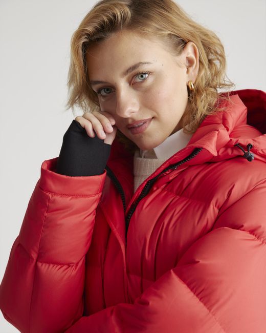 Quince Red Responsible Down Cropped Puffer Jacket, Recycled Polyester