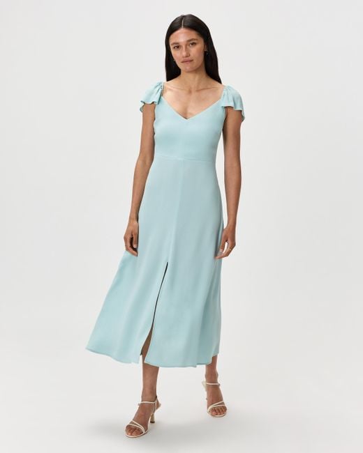 floral a line midi dress for women Blue Sleeveless Floral A-Line Midi Dress