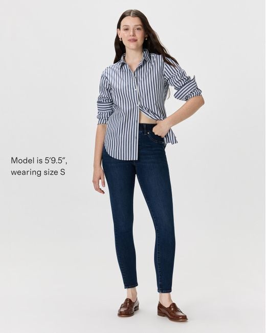 Quince Blue Nina Stretch Pull-On Skinny Jeans, Cotton