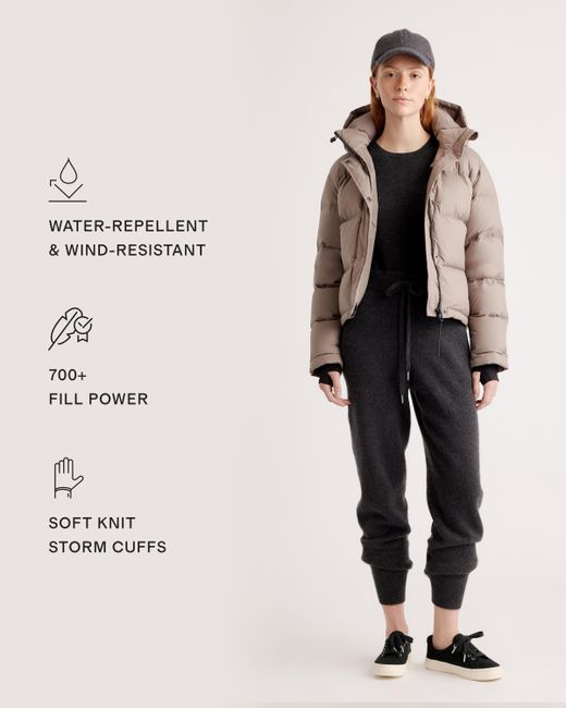 Quince Brown Responsible Down Cropped Puffer Jacket, Recycled Polyester