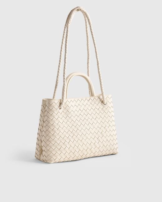 Quince Natural Italian Leather Handwoven Mini Satchel