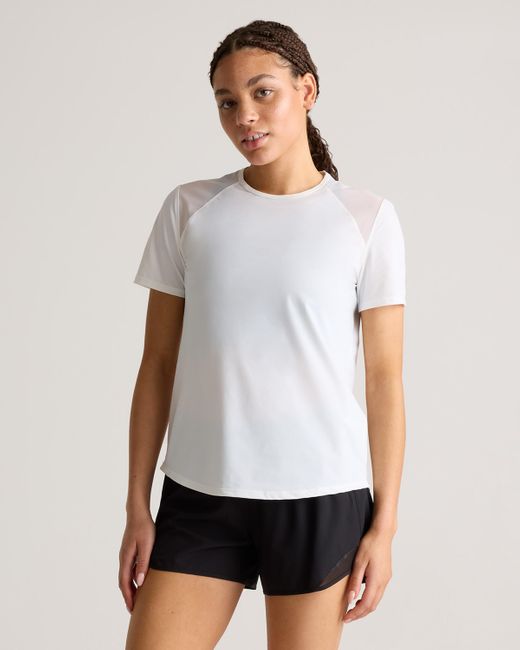 Quince White Essential Run Tee, Nylon/Spandex