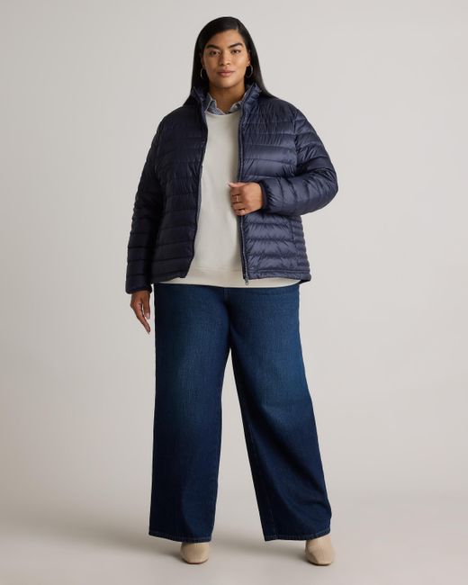 Quince Blue Lightweight Down Packable Puffer Jacket, Recycled Polyester