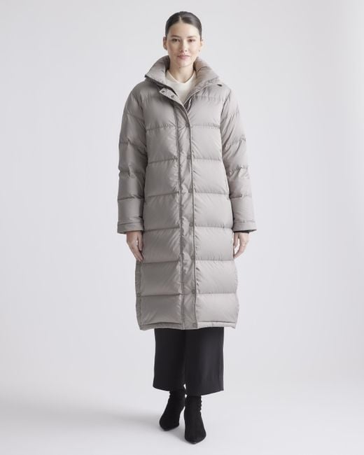 Quince Gray Responsible Down Long Puffer Jacket, Recycled Polyester