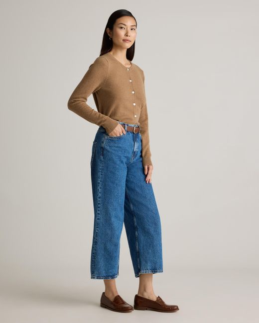 Quince Blue Mongolian Cashmere Cardigan Sweater