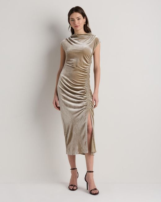 Quince Women's Natural Stretch Silk Velvet Ruched Midi Dress - www.disolcolor.com Quince Women's Natural Stretch Silk Velvet Ruched Midi Dress - www.disolcolor.com