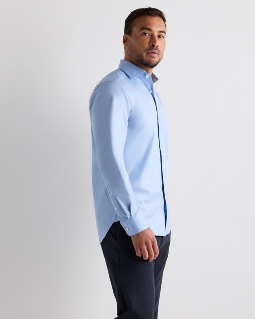Quince Blue Stretch Twill Dress Shirt, Organic Cotton for men