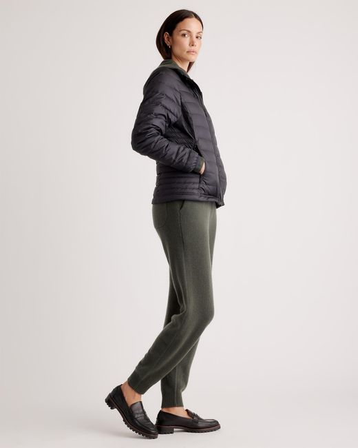 Quince Black Lightweight Down Packable Puffer Jacket, Recycled Polyester