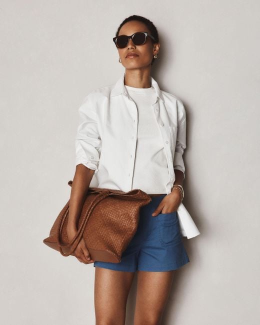 Quince Brown Italian Leather Handwoven Tote