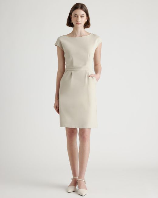 Quince Natural Ultra-Stretch Ponte Cap Sleeve Dress, Rayon