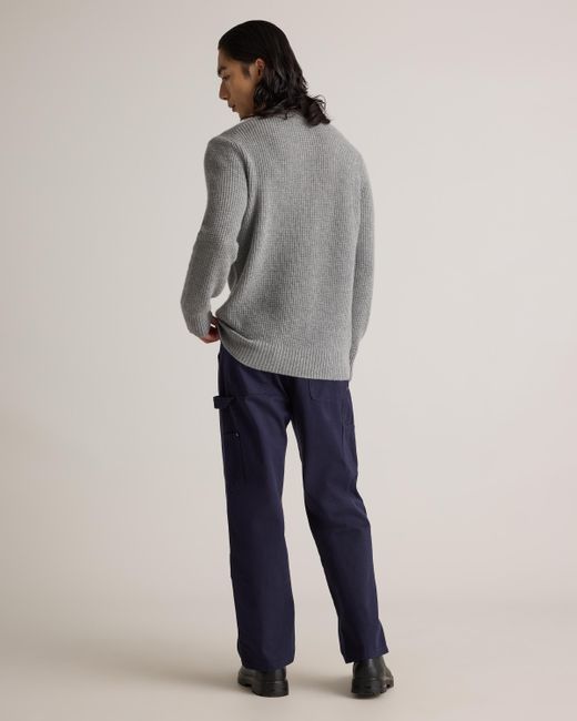 Quince Gray Mongolian Cashmere Waffle Quarter Button Sweater for men