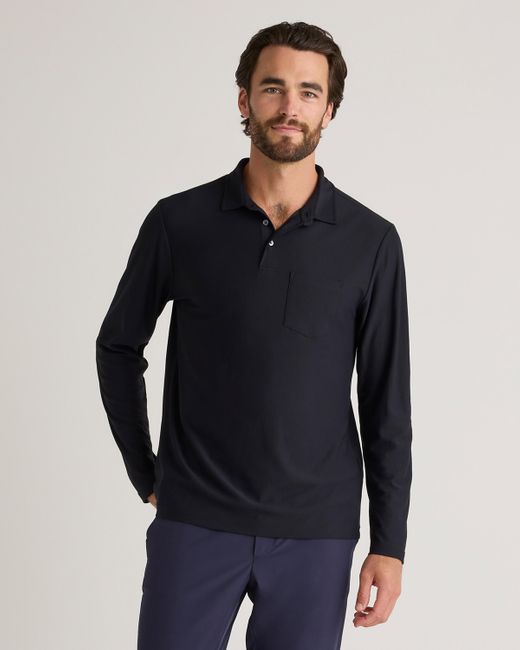 Quince Blue Propique Performance Long Sleeve Polo, Recycled Polyester for men