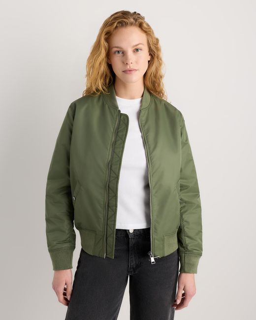 Quince Green Flight Nylon Bomber Jacket
