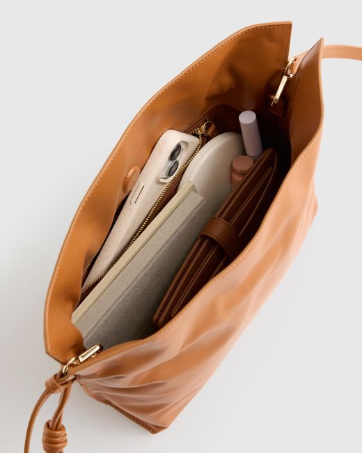 Quince Brown Italian Leather Drawstring Pouch Crossbody