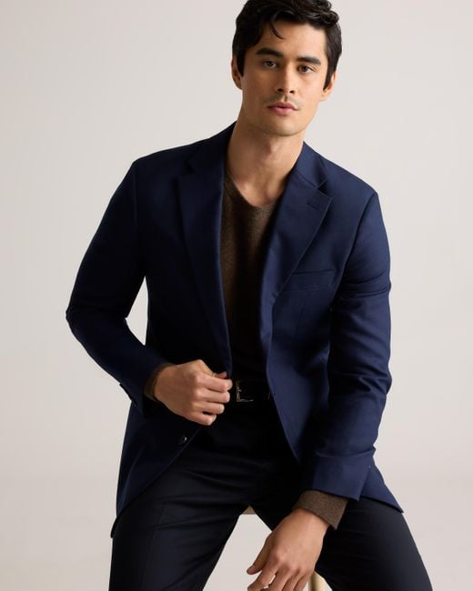 Quince Blue Stretch Wool Blazer for men